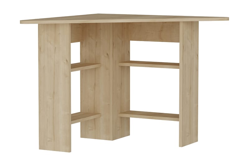 Oderzo Hjørneskrivebord 80 cm med Oppbevaringshyller - Natur - Hjørneskrivebord