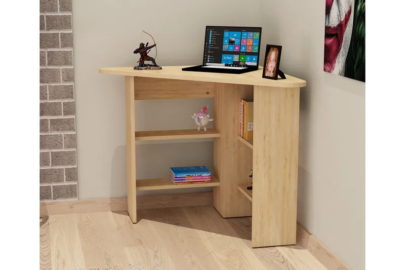 Oderzo Hjørneskrivebord 80 cm med Oppbevaringshyller - Natur - Møbler - Bord - Kontorbord - Skrivebord - Hjørneskrivebord