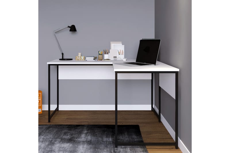 Sarisu Hjørneskrivebord 160 cm - Hvit/Svart - Hjørneskrivebord