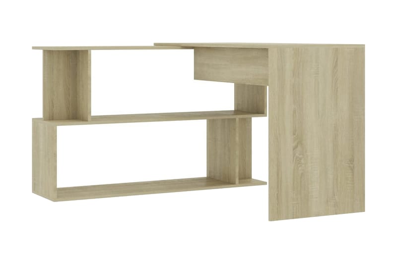 Hjørneskrivebord sonoma eik 200x50x76 cm sponplate - Brun - Skrivebord