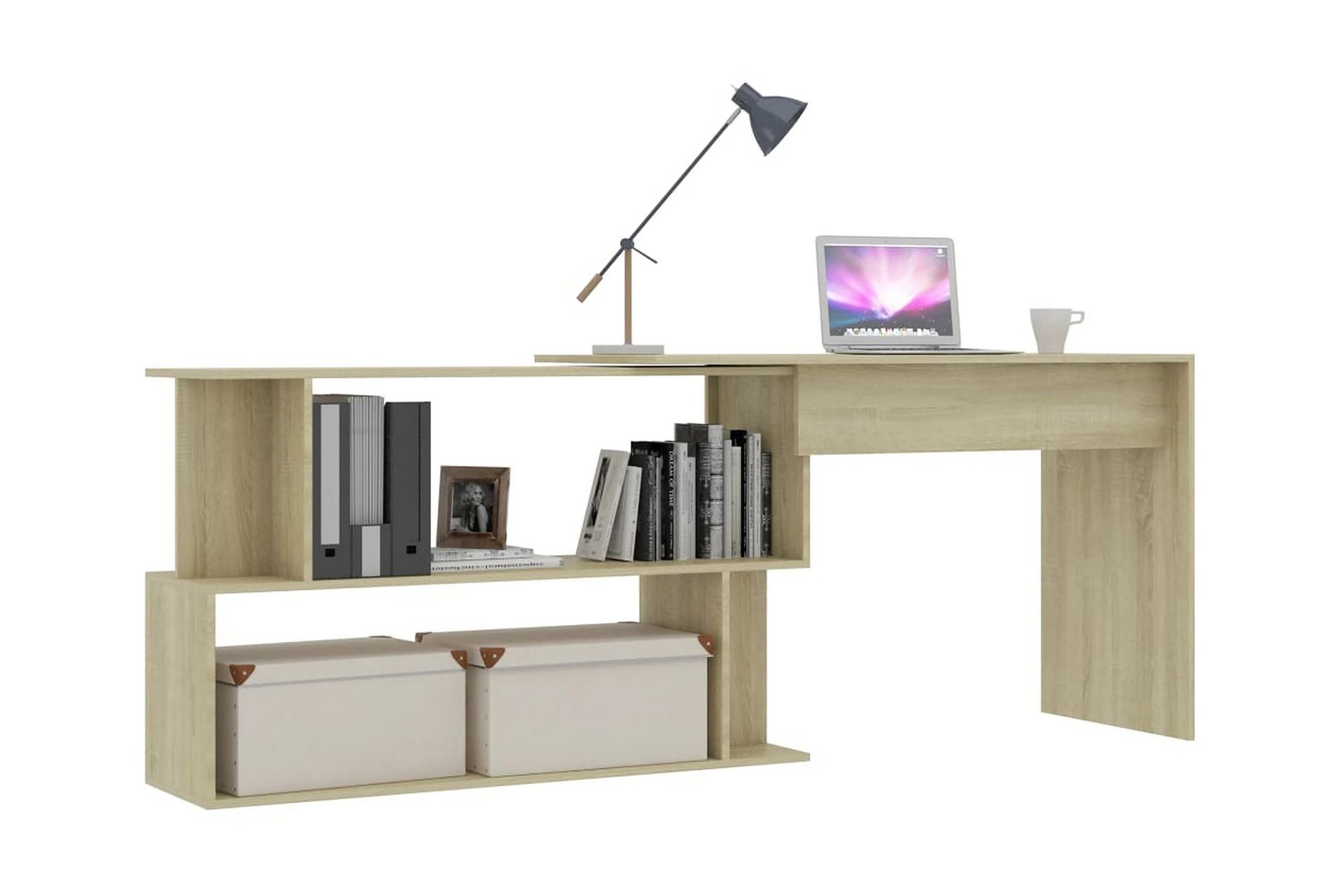 Hjørneskrivebord sonoma eik 200x50x76 cm sponplate - Brun - Møbler - Bord - Kontorbord - Skrivebord