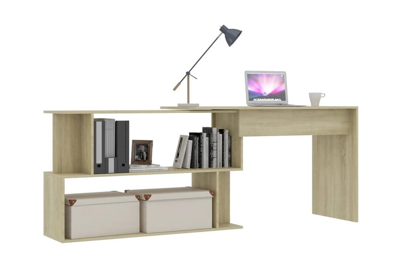 Hjørneskrivebord sonoma eik 200x50x76 cm sponplate - Brun - Møbler - Bord - Kontorbord - Skrivebord