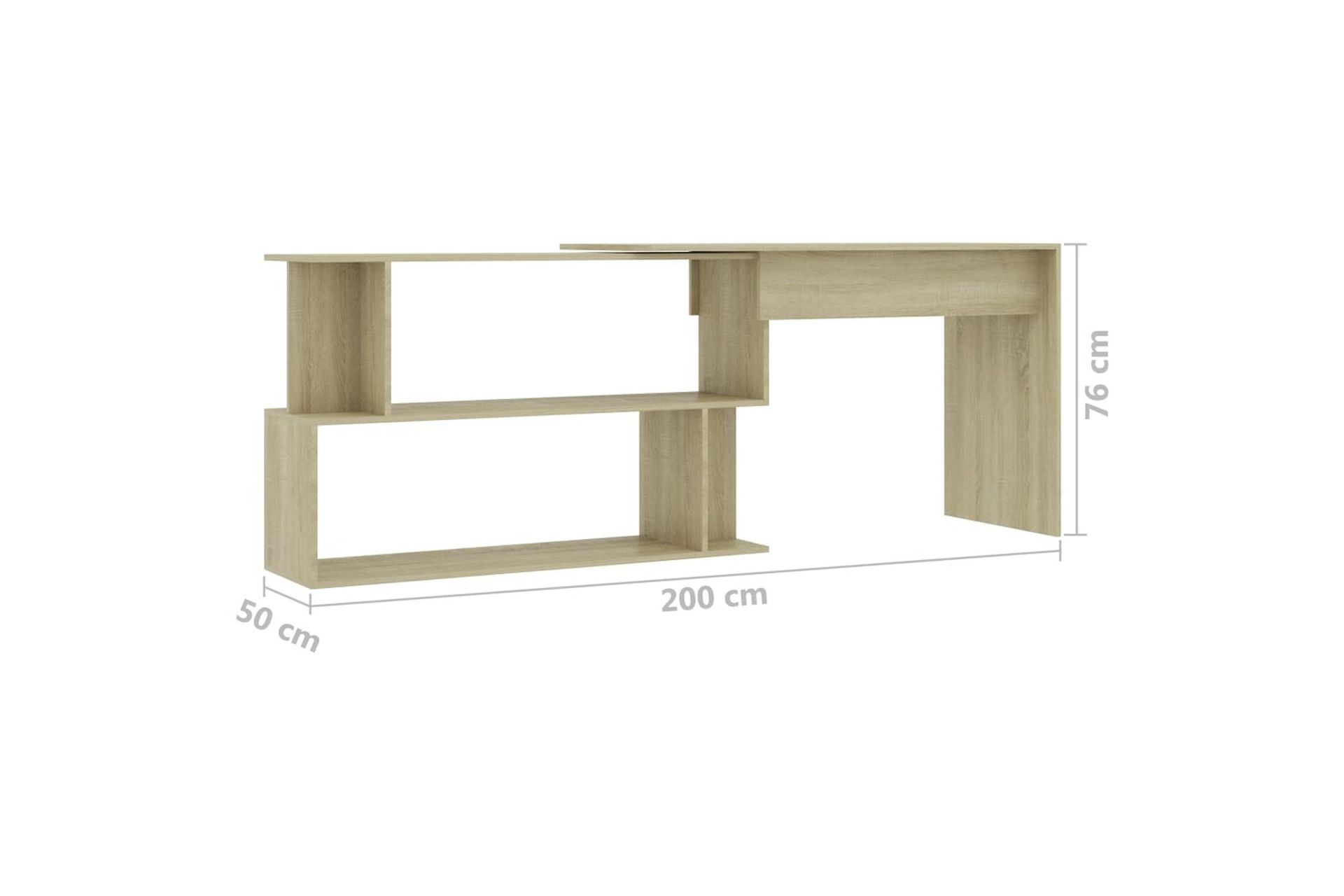 Hjørneskrivebord sonoma eik 200x50x76 cm sponplate - Brun - Møbler - Bord - Kontorbord - Skrivebord