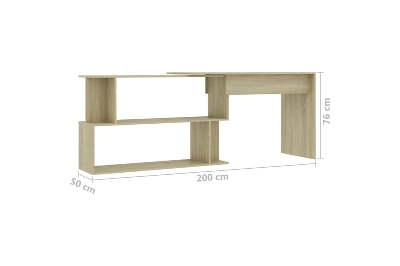 Hjørneskrivebord sonoma eik 200x50x76 cm sponplate - Brun - Møbler - Bord - Kontorbord - Skrivebord