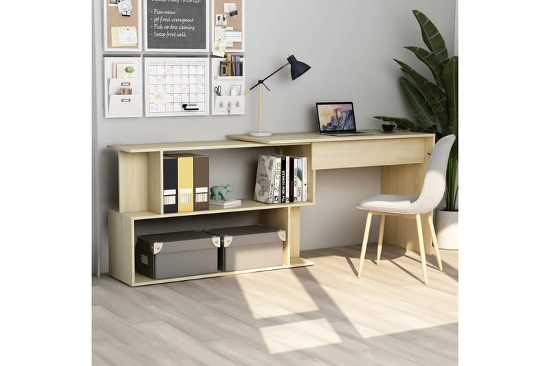 Hjørneskrivebord sonoma eik 200x50x76 cm sponplate - Brun - Møbler - Bord - Kontorbord - Skrivebord