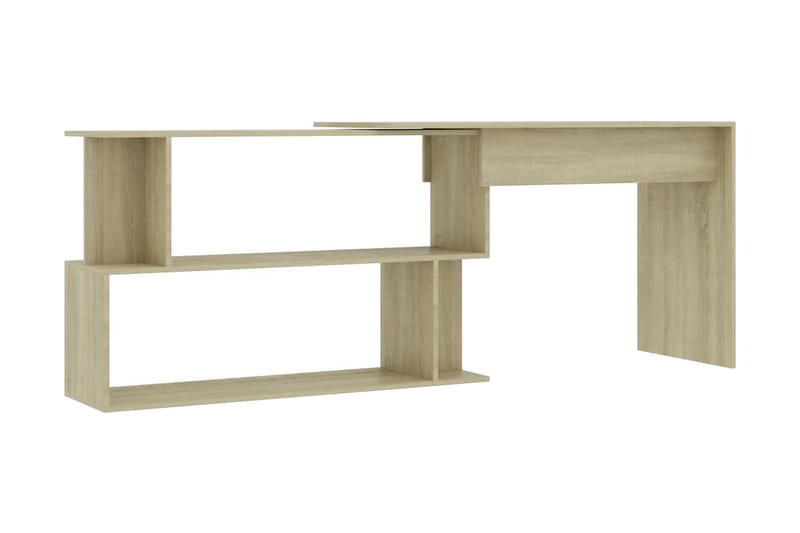 Hjørneskrivebord sonoma eik 200x50x76 cm sponplate - Brun - Skrivebord