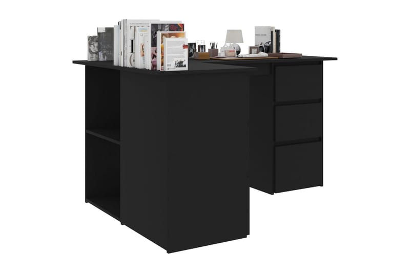 Hjørneskrivebord svart 145x100x76 cm sponplate - Svart - Møbler - Bord - Kontorbord - Skrivebord