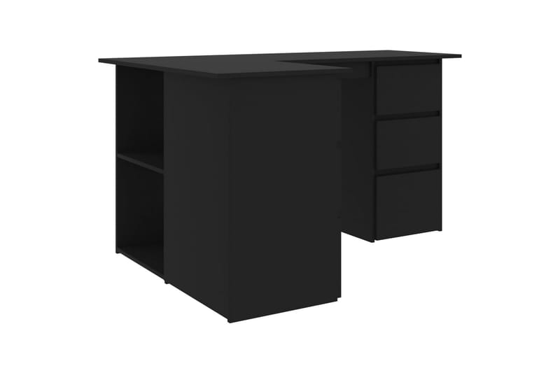 Hjørneskrivebord svart 145x100x76 cm sponplate - Svart - Møbler - Bord - Kontorbord - Skrivebord
