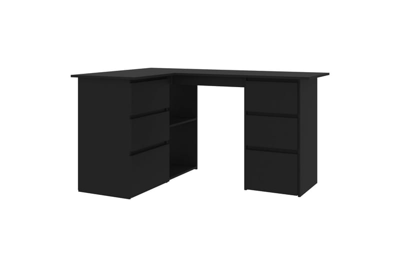 Hjørneskrivebord svart 145x100x76 cm sponplate - Svart - Møbler - Bord - Kontorbord - Skrivebord