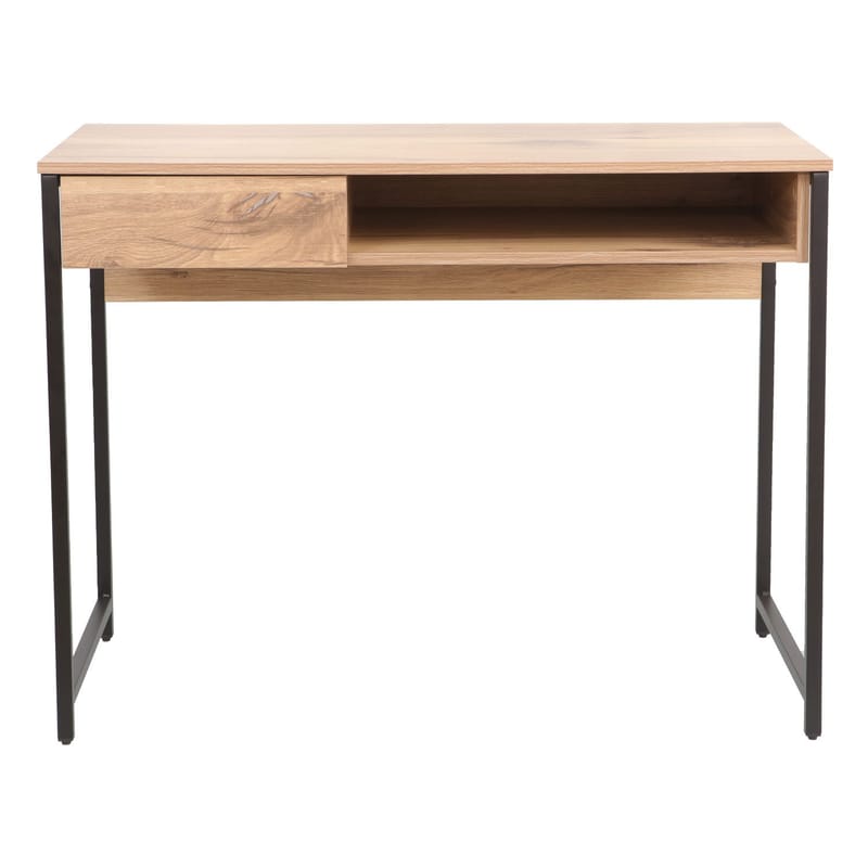 Skrivebord HOME4YOU 100x50x76 cm rustikk/svart - lyst rustikt tre/svart - Møbler - Bord - Kontorbord - Skrivebord