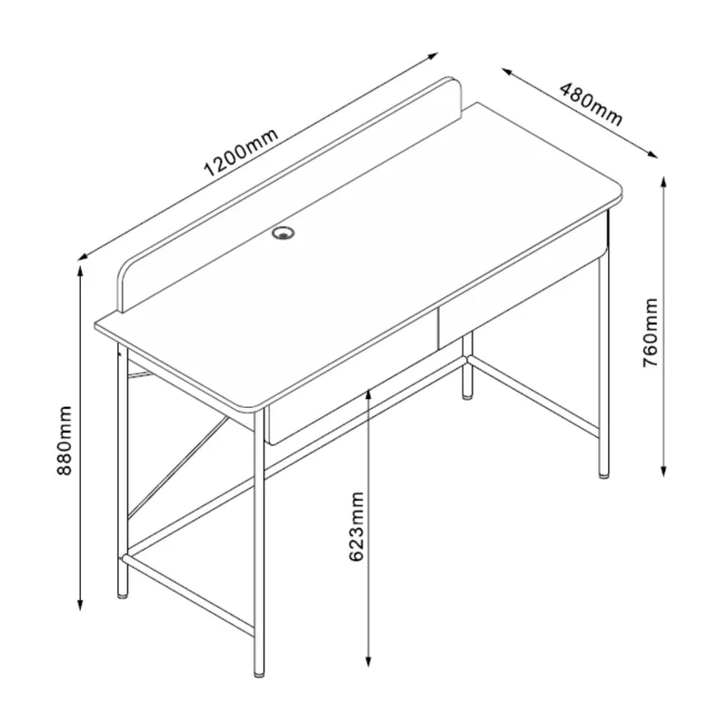Skrivebord HOME4YOU Ferdie 120x48x88 cm ask/hvit - ask/hvit - Møbler - Bord - Kontorbord - Skrivebord