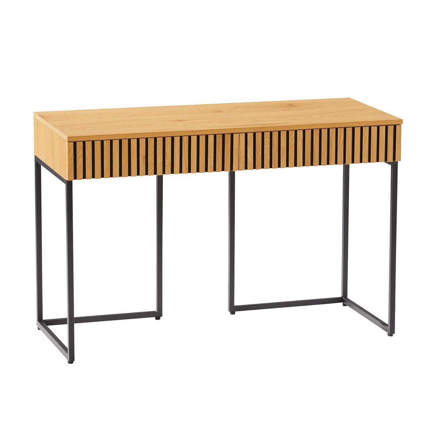 Skrivebord HOME4YOU Hampton 120x50x79 cm melamin med eikebark - eikebark / svart