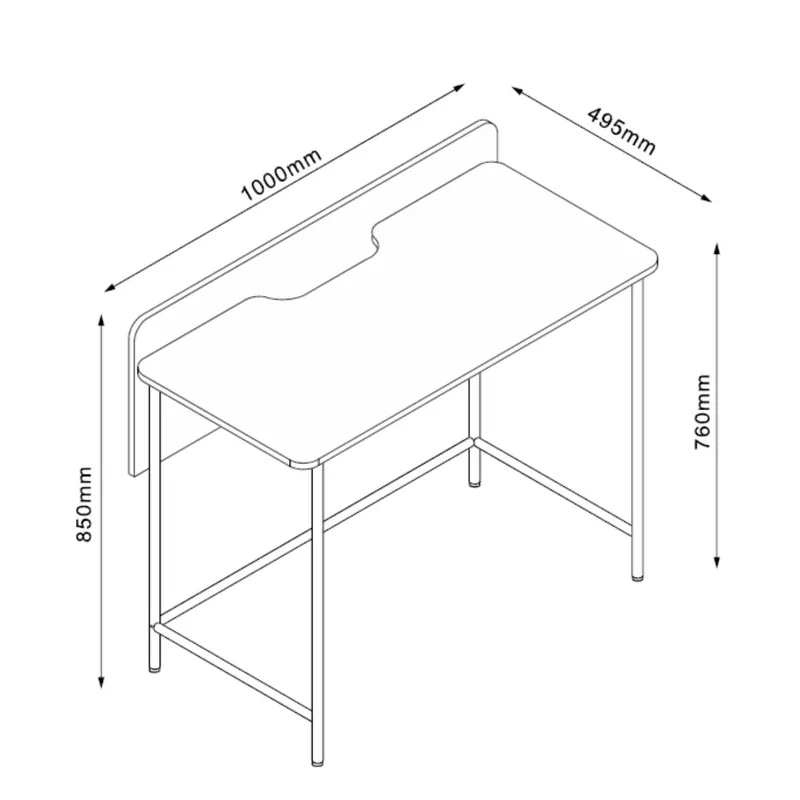 Skrivebord HOME4YOU Harper 100x49,5x85 cm ask/svart - ask/svart - Møbler - Bord - Kontorbord - Skrivebord