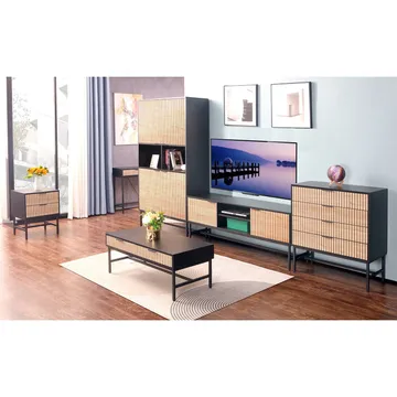Skrivebord HOME4YOU Helve 120x48x76 cm melamin - svart / lyst tre - Møbler - Bord - Kontorbord - Skrivebord