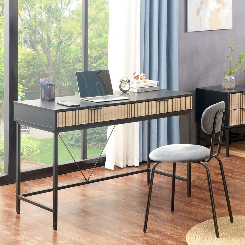 Skrivebord HOME4YOU Helve 120x48x76 cm melamin - svart / lyst tre - Møbler - Bord - Kontorbord - Skrivebord