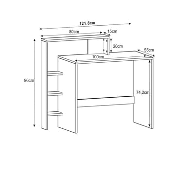 Skrivebord Homitis Amber (121,8 x 96 x 55 cm) Antrasitt - Antrasitt - Møbler - Bord - Kontorbord - Skrivebord