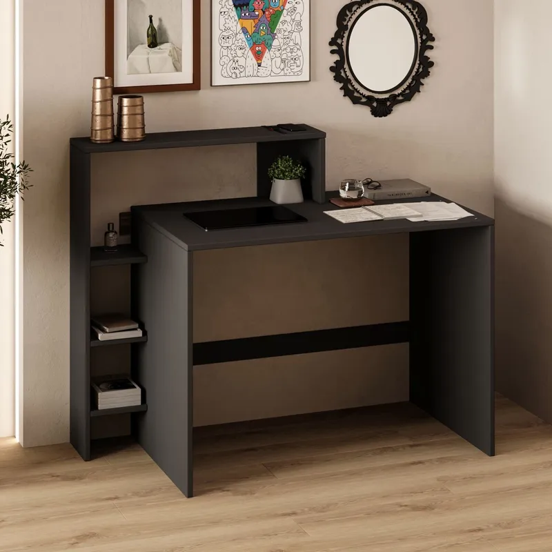 Skrivebord Homitis Amber (121,8 x 96 x 55 cm) Antrasitt - Antrasitt - Møbler - Bord - Kontorbord - Skrivebord