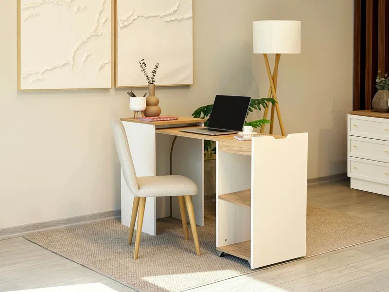 Skrivebord Homitis Modulo (97 x 75 x 47 cm) Eik krem - Møbler - Bord - Kontorbord - Skrivebord