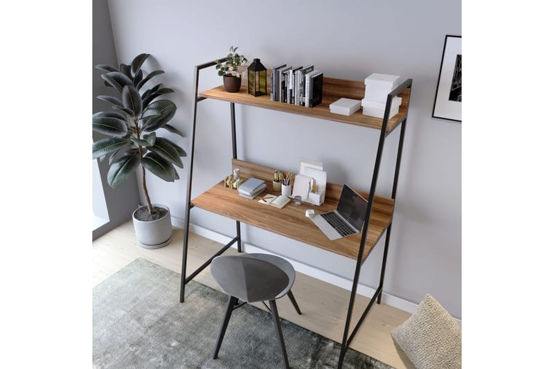 Homitis Skrivebord 115x150x115 cm med oppbevaring - Brun - Møbler - Bord - Kontorbord - Skrivebord