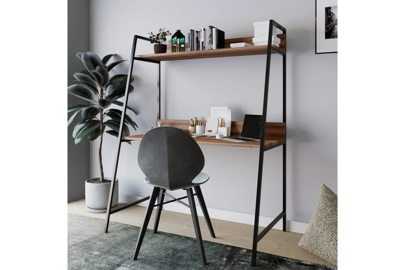 Homitis Skrivebord 115x150x115 cm med oppbevaring - Brun - Møbler - Bord - Kontorbord - Skrivebord