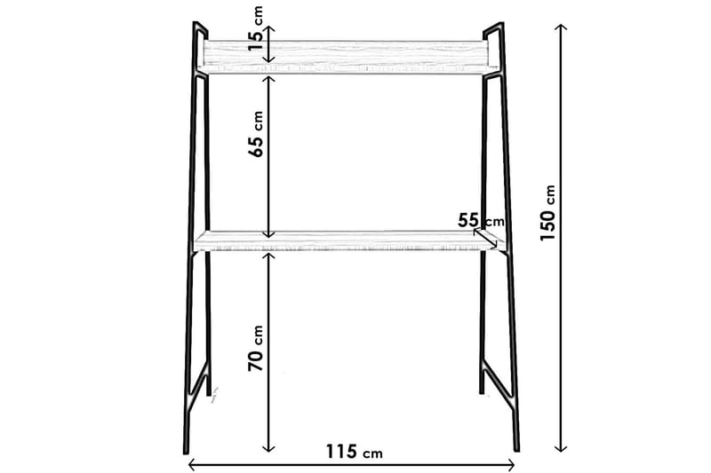 Homitis Skrivebord 115x150x115 cm med oppbevaring - Brun - Møbler - Bord - Kontorbord - Skrivebord