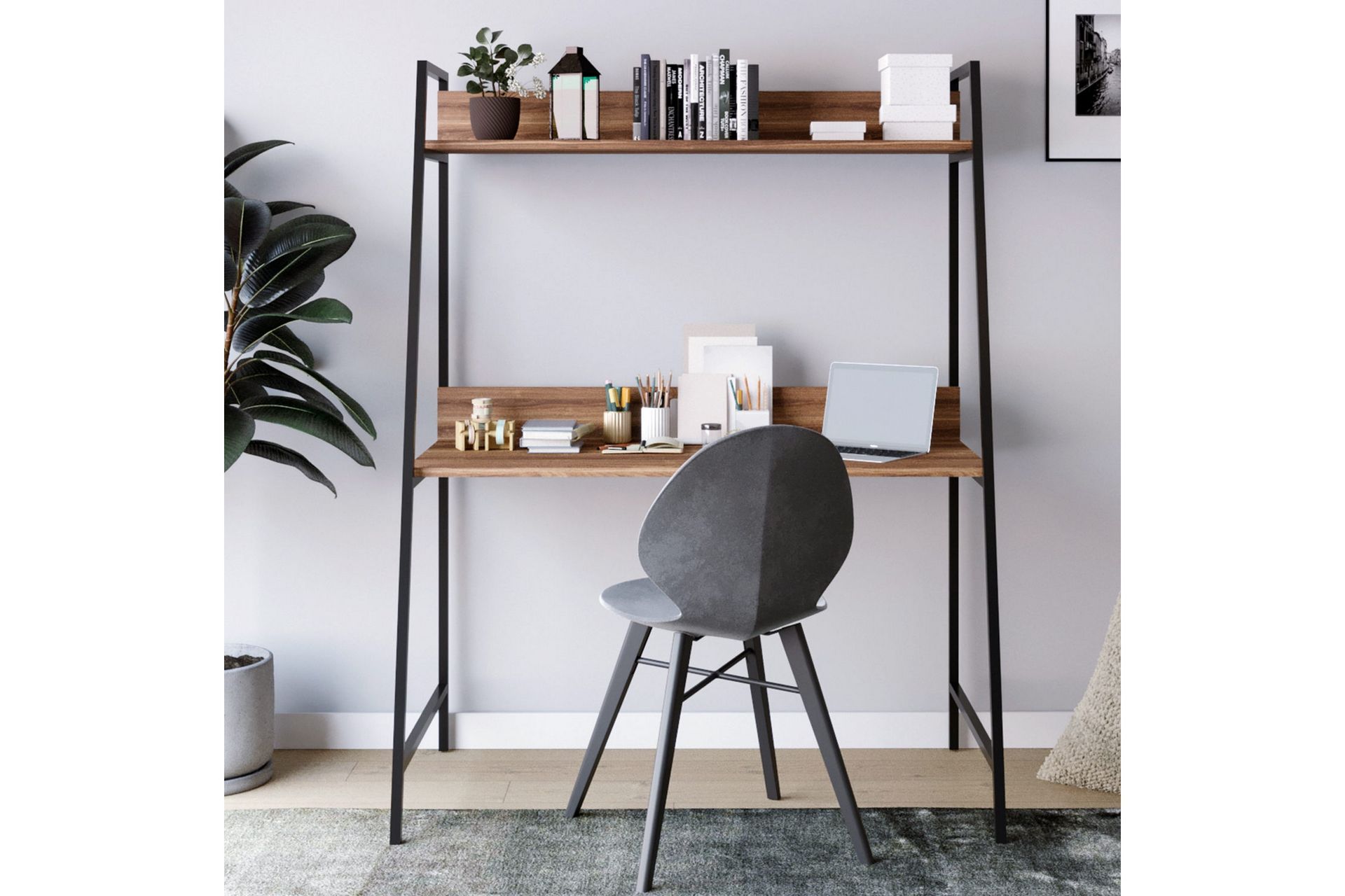 Homitis Skrivebord 115x150x115 cm med oppbevaring - Brun - Møbler - Bord - Kontorbord - Skrivebord
