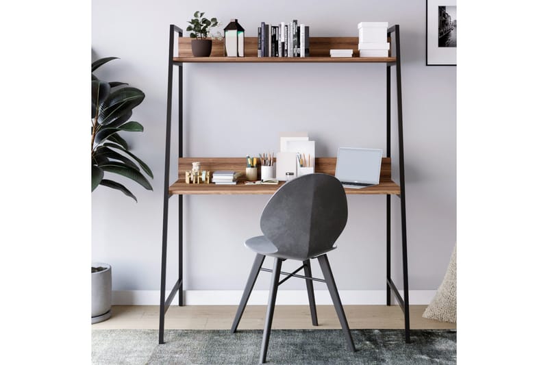 Homitis Skrivebord 115x150x115 cm med oppbevaring - Brun - Møbler - Bord - Kontorbord - Skrivebord