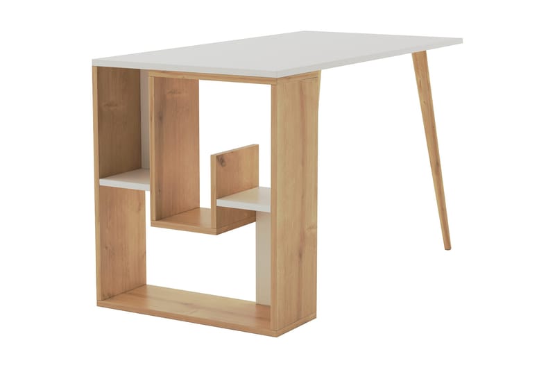 Homitis Skrivebord 120x72,8x120 cm med oppbevaring - Hvit - Skrivebord