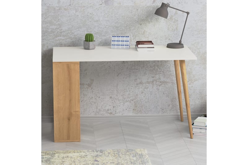Homitis Skrivebord 120x72,8x120 cm med oppbevaring - Hvit - Skrivebord