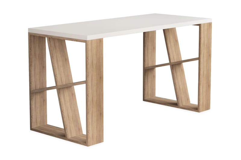 Honemey Skrivebord 140 cm - Hvit/Lysebrun - Møbler - Bord - Kontorbord - Skrivebord