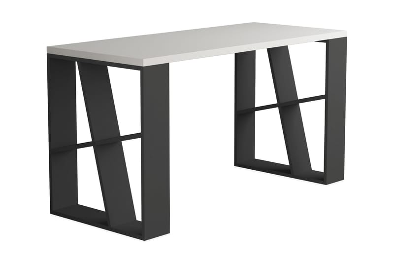 Honemey Skrivebord 140 cm - Hvit/Mørkegrå - Skrivebord