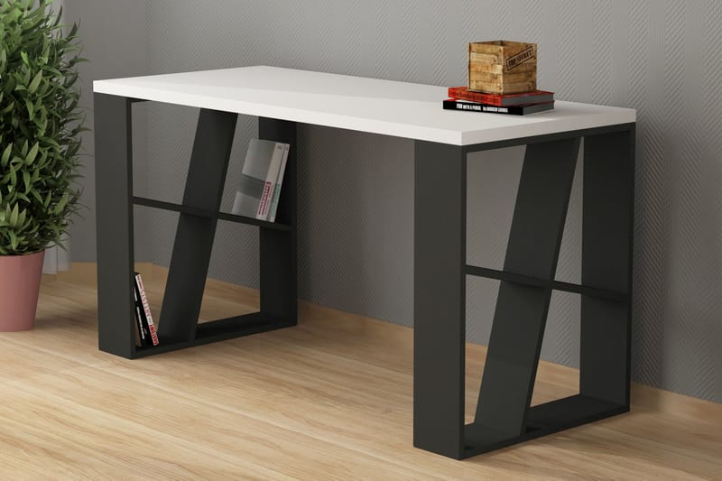 Honemey Skrivebord 140 cm - Hvit/Mørkegrå - Møbler - Bord - Kontorbord - Skrivebord