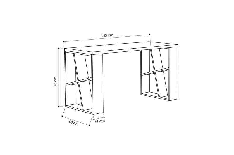 Honemey Skrivebord 140 cm - Hvit/Mørkegrå - Skrivebord