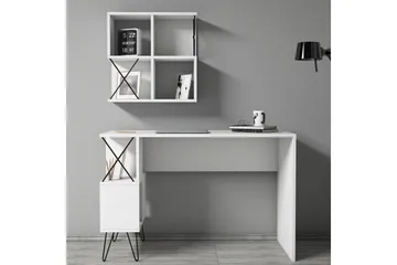 Hovdane Skrivebord 120 cm med Oppbevaring + 2 Bokhyller - Hvit - Møbler - Bord - Kontorbord - Skrivebord