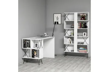 Hovdane Skrivebord 120 cm med Oppbevaring Hylle + Bokhylle