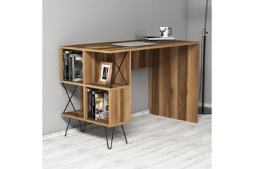 Hovdane Skrivebord 120 cm med Oppbevaring Hylle + Bokhylle - Svart/Eik/Brun - Møbler - Bord - Kontorbord - Skrivebord