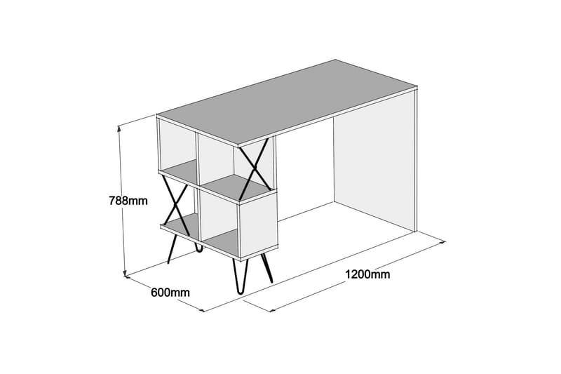 Hovdane Skrivebord 120 cm med Oppbevaring Hylle - Skrivebord