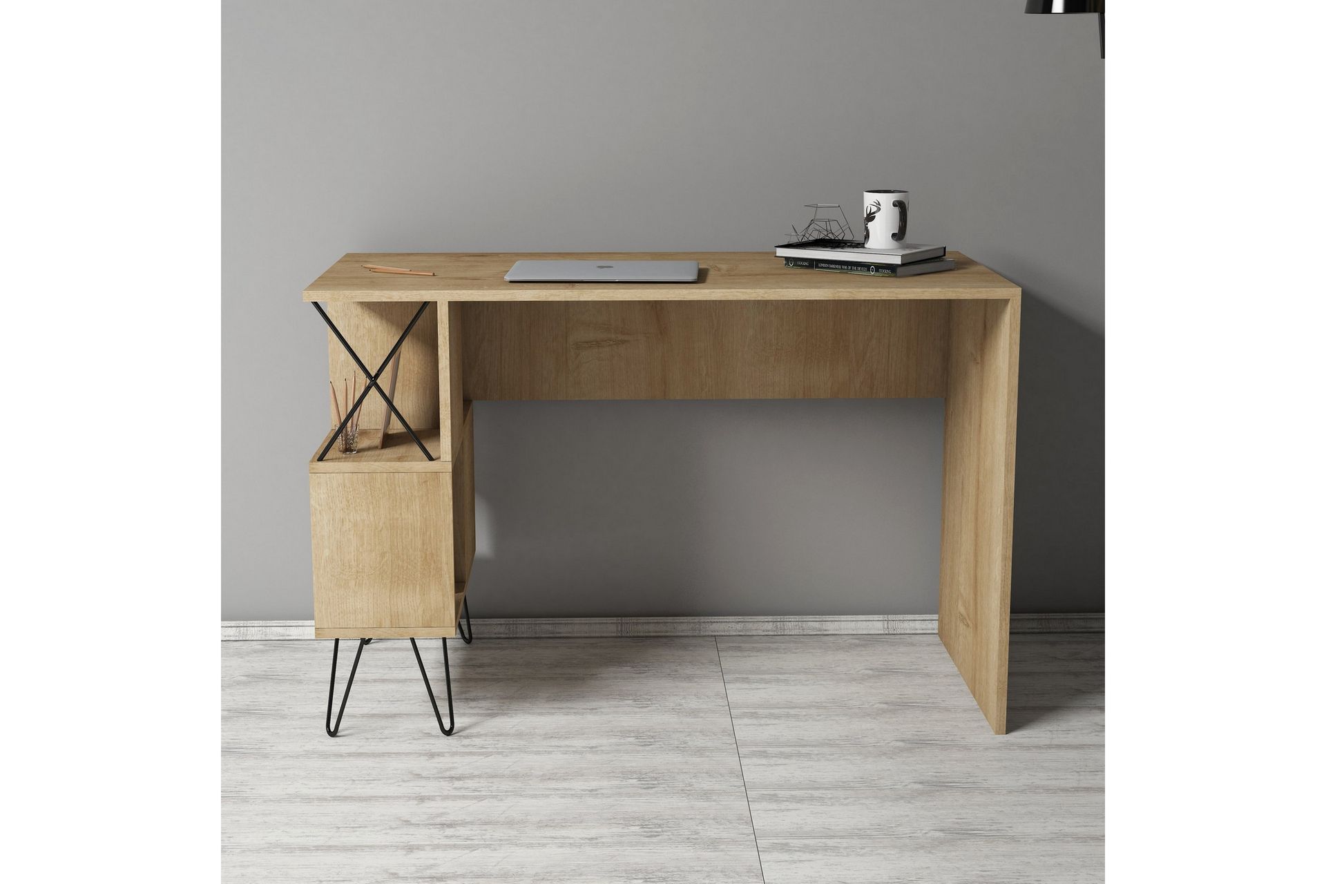 Hovdane Skrivebord 120 cm med Oppbevaring Hylle - Møbler - Bord - Kontorbord - Skrivebord