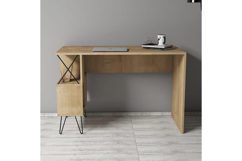 Hovdane Skrivebord 120 cm med Oppbevaring Hylle - Skrivebord
