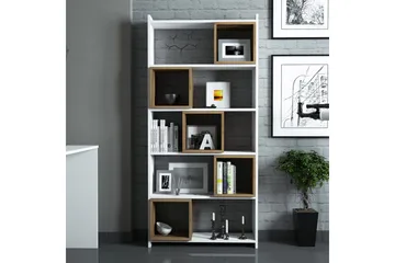 Hovdane Skrivebord 120 cm med Oppbevaring + Vegghylle + - Hvit/Brun - Møbler - Bord - Kontorbord - Skrivebord
