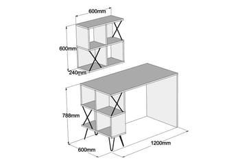 Hovdane Skrivebord 120 cm med Oppbevaringshylle + Bokhylle L - Kremhvit/Svart - Møbler - Bord - Kontorbord - Skrivebord