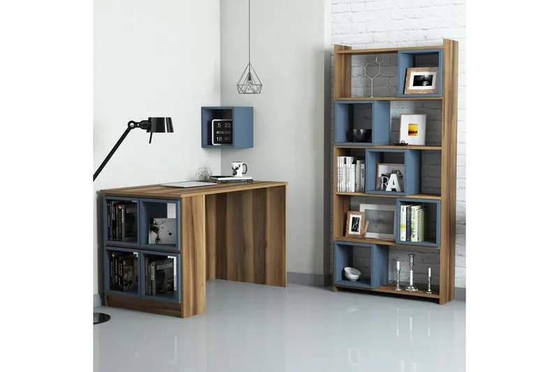 Hovdane Skrivebord 120cm med Oppbevaring Hylle+Vegghylle+Bok - Møbler - Bord - Kontorbord - Skrivebord