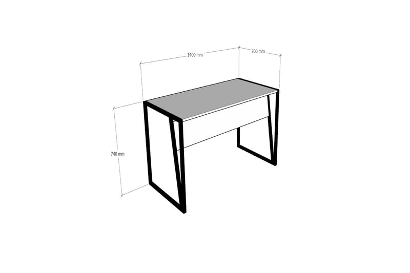 Husada Skrivebord 140 cm - Valnøttsbrun/Svart - Skrivebord