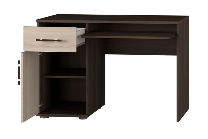 Inezia Skrivebord 110 cm med Oppbevaringsskuff + Skap - Beige/Brun - Skrivebord