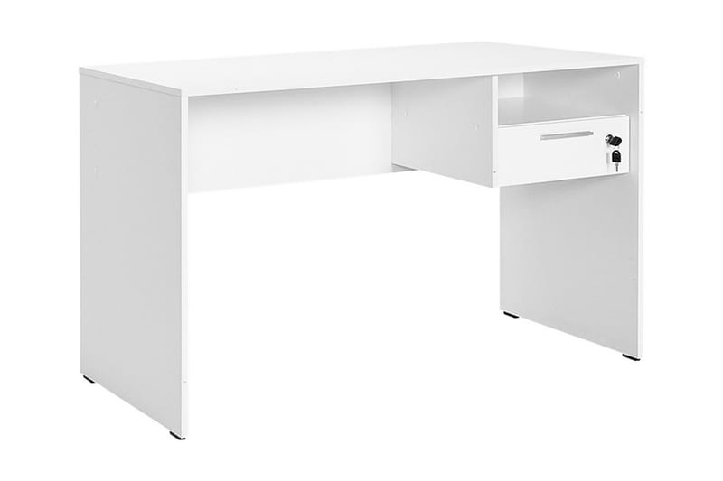 Irbene Skrivebord 120 cm med Oppbevaring Hyller + Låsbar Sku - Hvit - Møbler - Bord - Kontorbord - Skrivebord