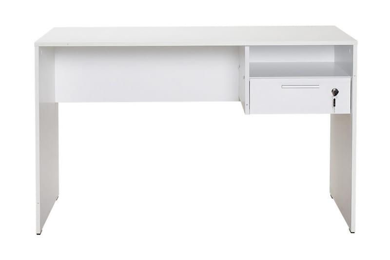 Irbene Skrivebord 120 cm med Oppbevaring Hyller + Låsbar Sku - Hvit - Skrivebord