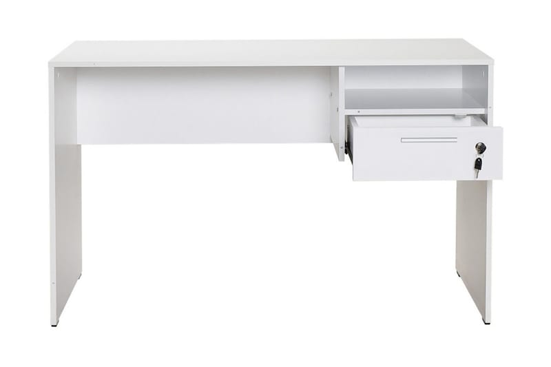 Irbene Skrivebord 120 cm med Oppbevaring Hyller + Låsbar Sku - Hvit - Møbler - Bord - Kontorbord - Skrivebord