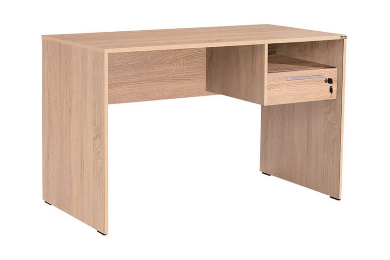 Irbene Skrivebord 120 cm med Oppbevaring Hyller + Låsbar Sku - Natur - Skrivebord