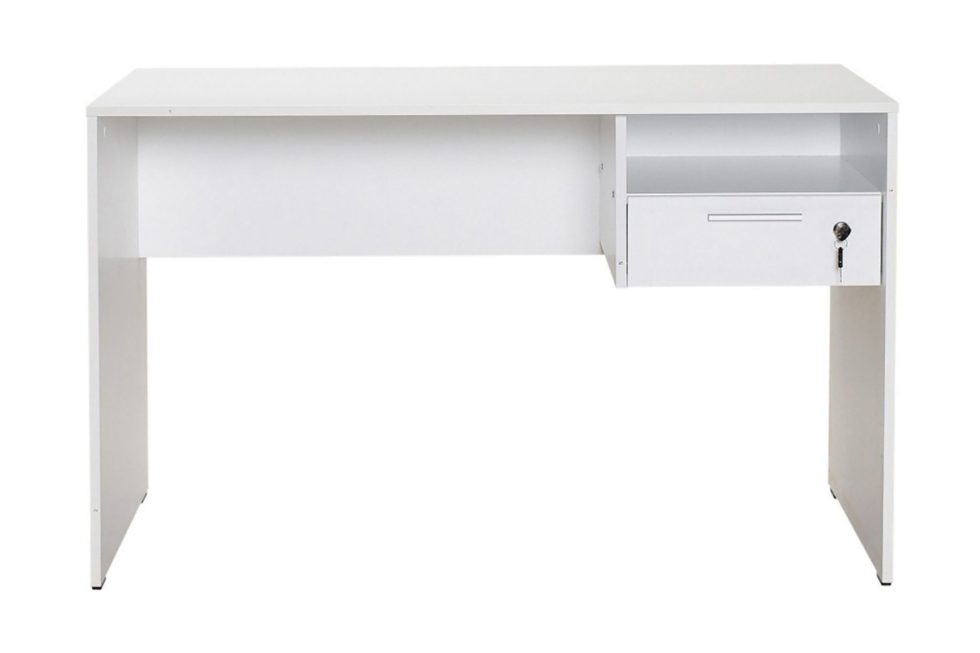 Irbene Skrivebord 120 cm med Oppbevaring Hyller + Låsbar Sku - Hvit