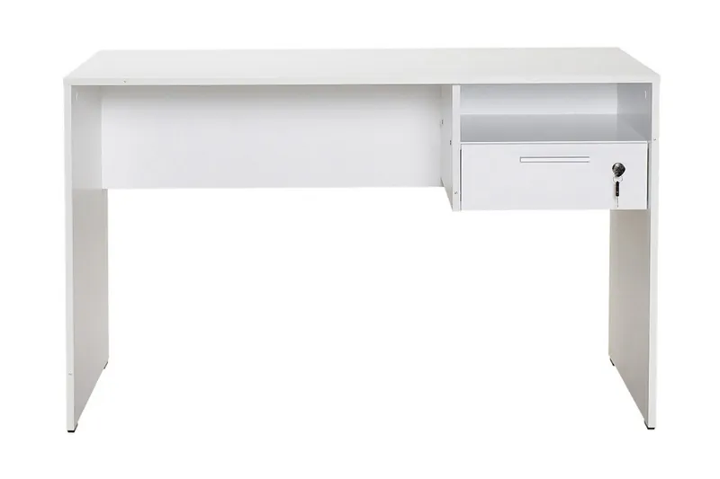 Irbene Skrivebord 120 cm med Oppbevaring Hyller + Låsbar Sku, Hvit